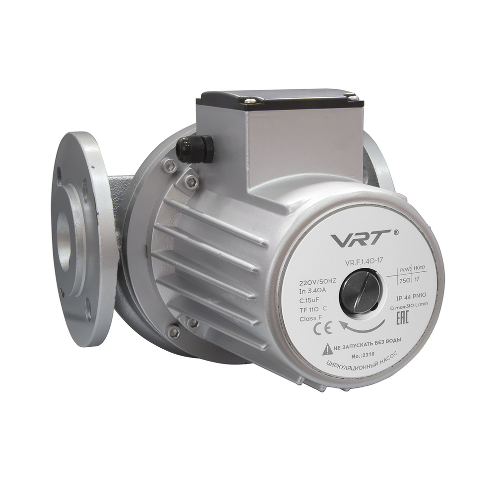 Насос циркуляционный VRT VR.F.1.40-17 с фланцевым соед(220В,0.75кВт,17м,18,6 куб/ч,кабель,с фланцами