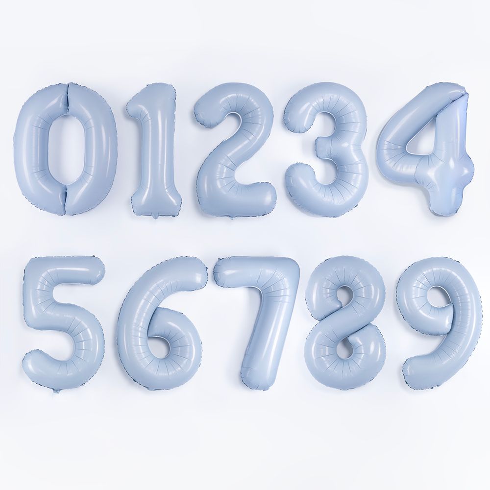 Шар (40''/102 см) Цифра, 3 Slim, Небесный, 1 шт. в уп.