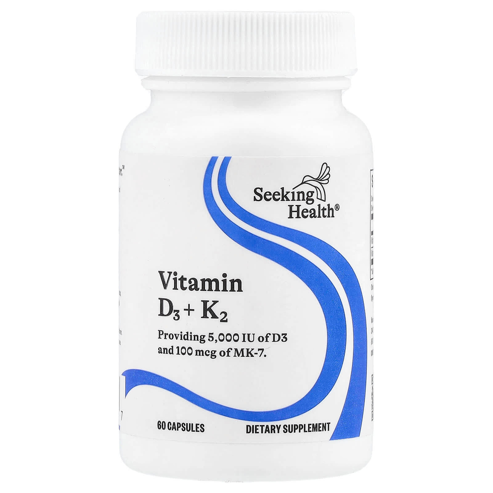 Seeking Health, витамины D3 и K2, 60 капсул