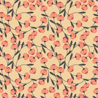 Простые коралловые цветы на бежевом фоне