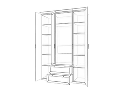 Бэль Шкаф четырехдверный + Карнизы 1602/550 Слоновая кость
