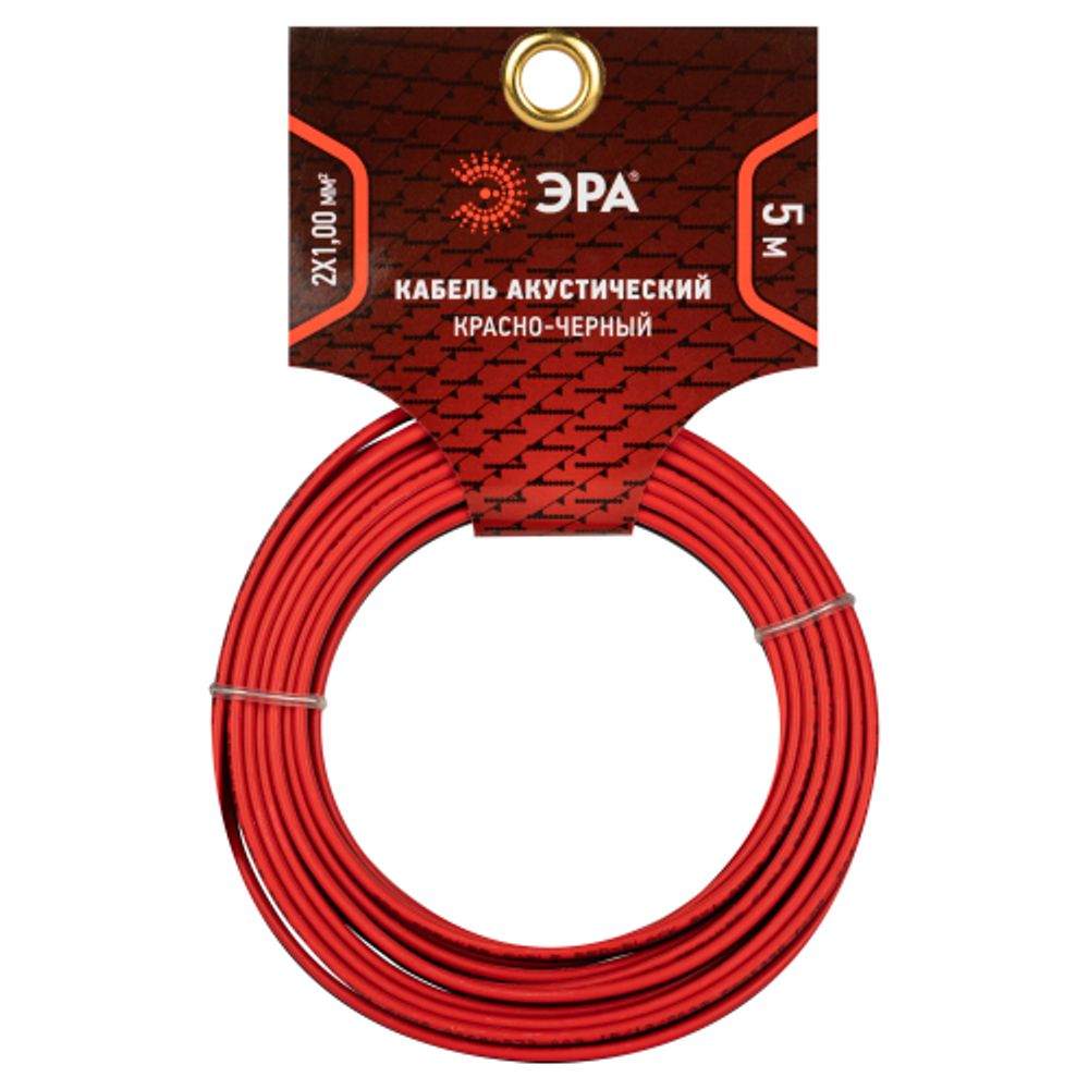 Акустический кабель ЭРА 2х1,00 мм2 красно-черный, 5 м