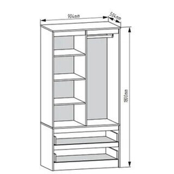 Шкаф Мори МШ900.1, (ш904*г504*в1800мм) графит