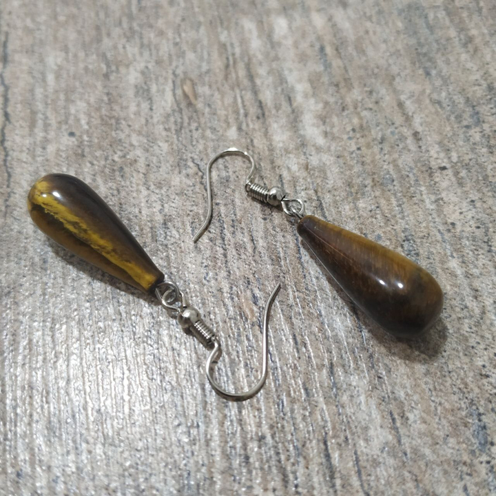 Серьги Тигровый глаз капля удлиненная