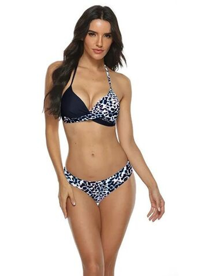 Раздельный купальник с анималистическим принтом и цветными пятнышками (Размер: L) (Цвет: разноцветный)