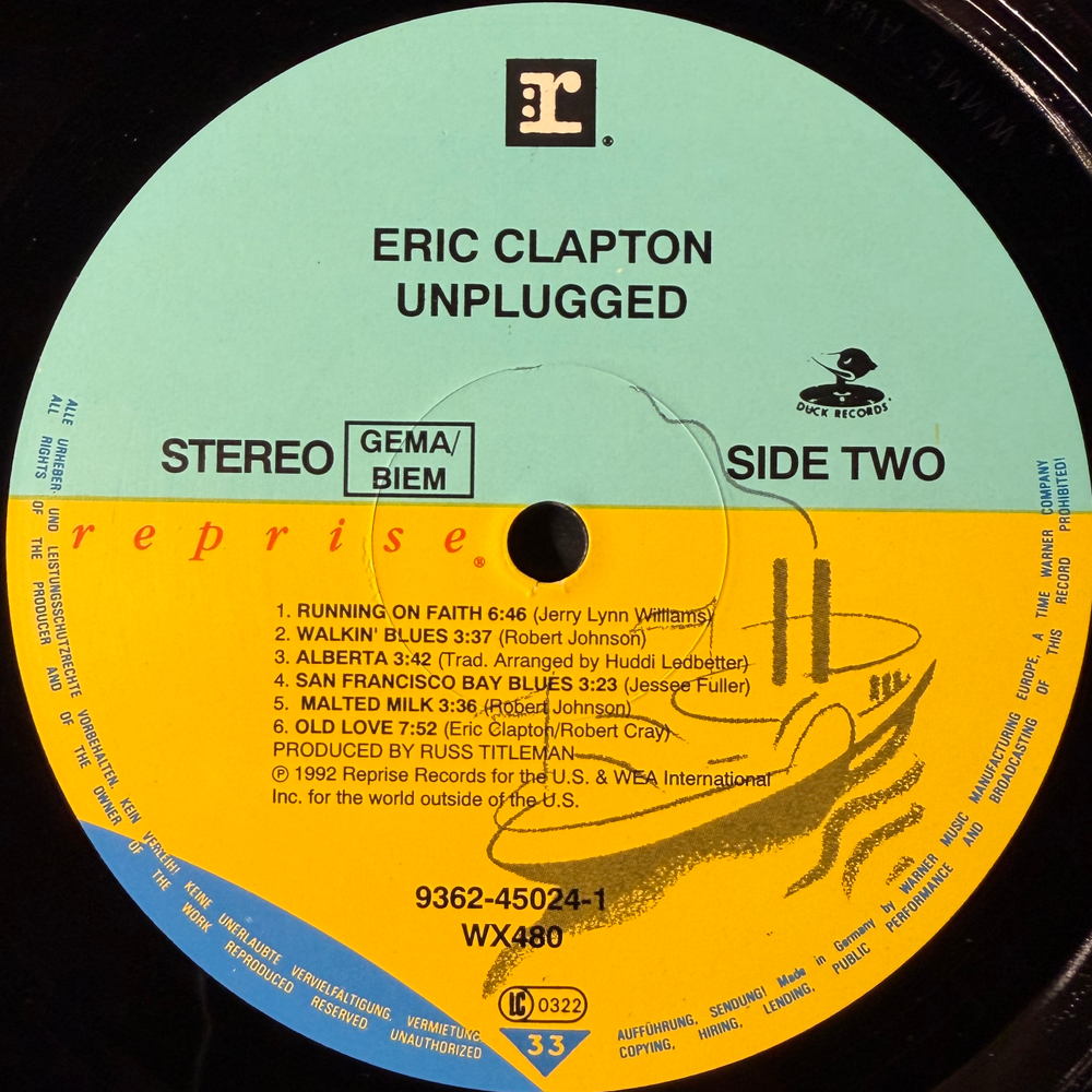 Eric Clapton ‎– Unplugged (Германия 1992г.)