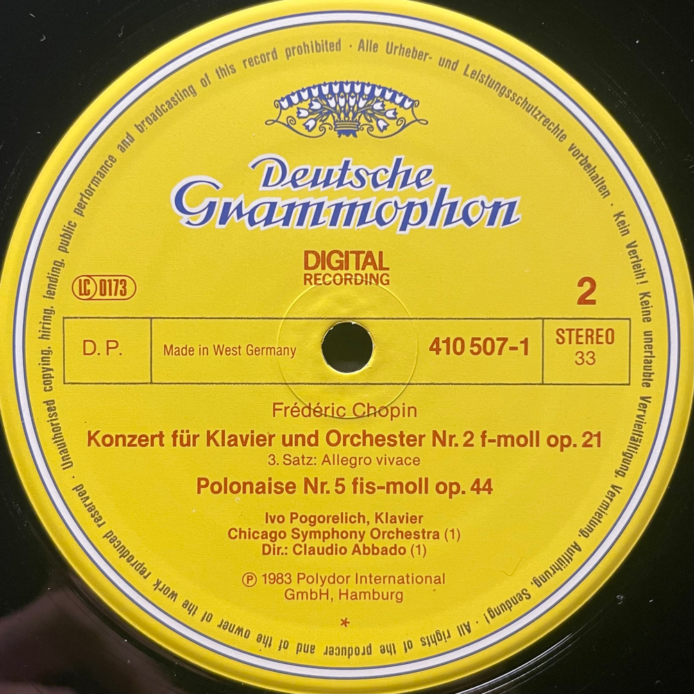 Шопен - Концерт для фортепиано с оркестром / Полонез (Германия 1983г.)