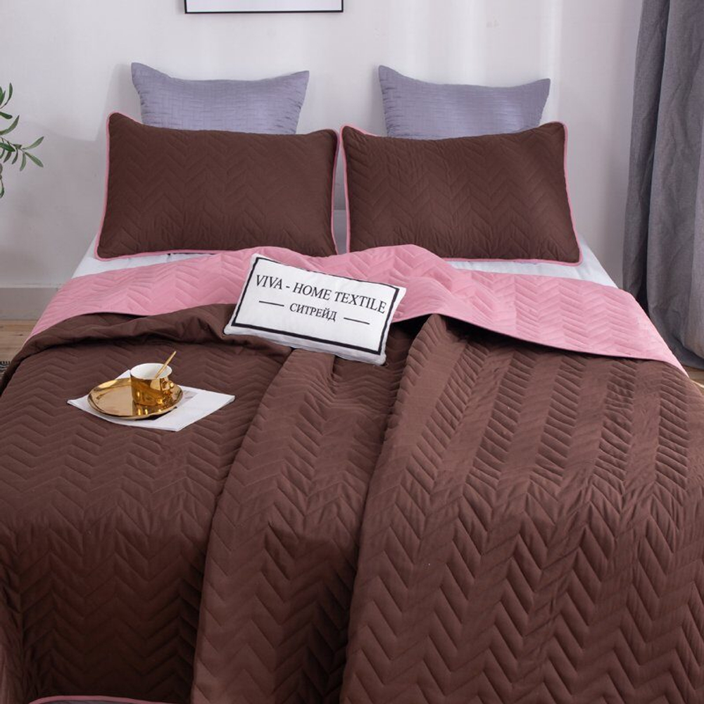 Покрывало однотонное двустороннее с наволочками ODP009