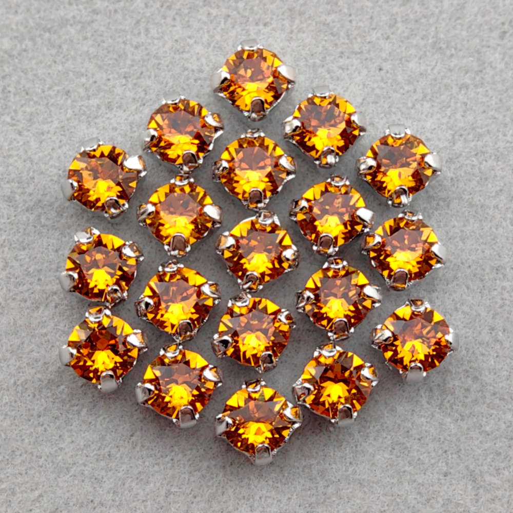 Swarovski 1088 XIRIUS Chaton в оправах, Topaz/Rhodium