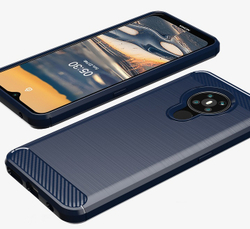 Чехол темно-синего цвета на Nokia 5.3, стиль под карбон, серия Carbon от Caseport