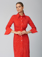 Платье-рубашка, с сборкой в горох