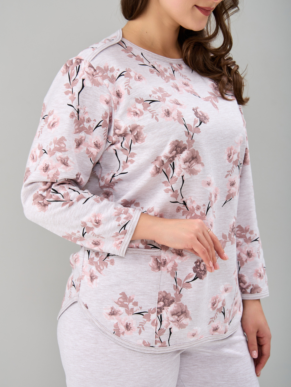 Костюм с брюками КБ-71/бежмеланж-кофецветы