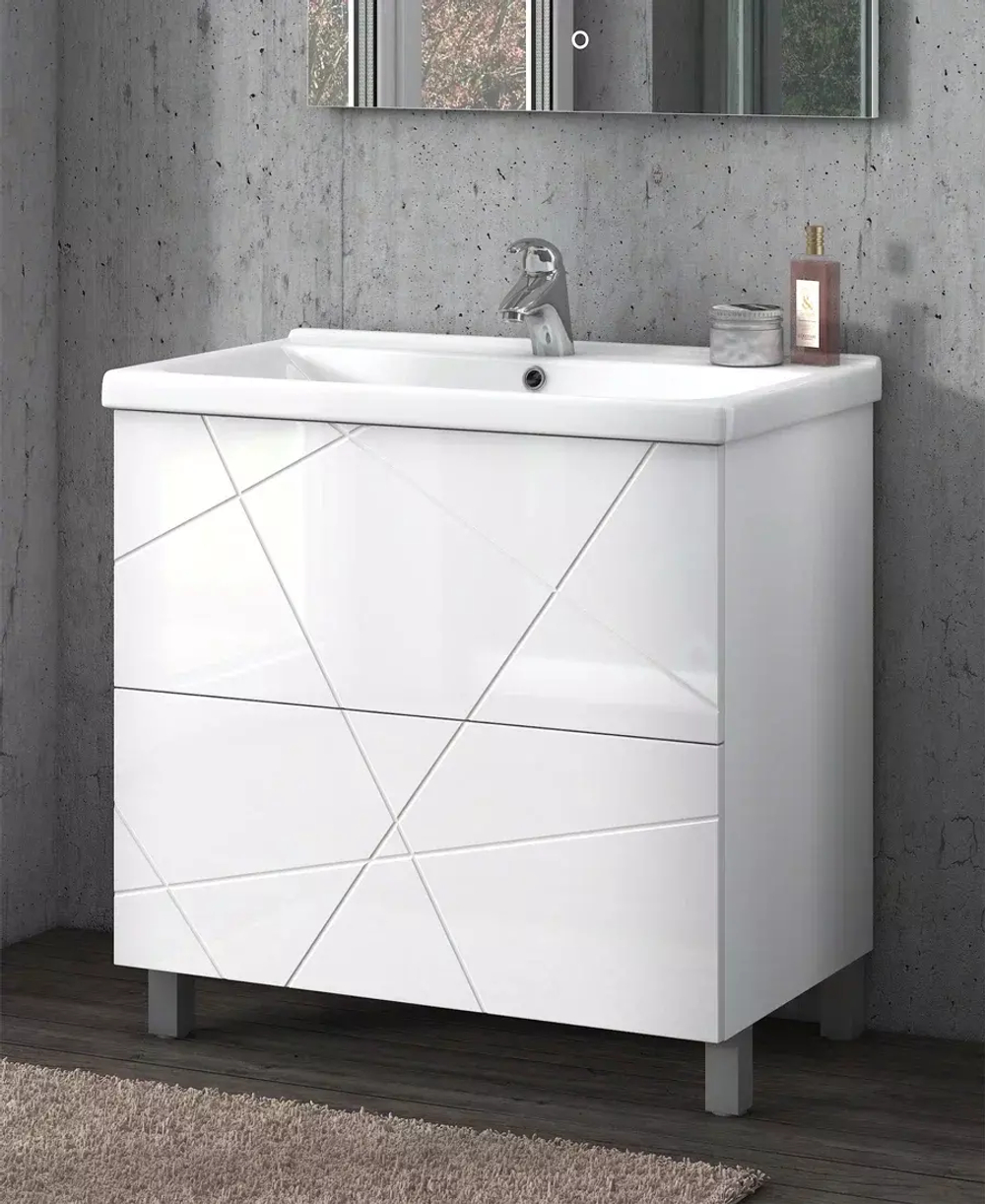 Тумба Vigo Geometry 800-0-2 цвет Белый с умывальником (tn.GEO.NEO.80.2Y )