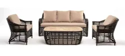"Ницца" лаунж-зона из искусственного ротанга, цвет бронзовый