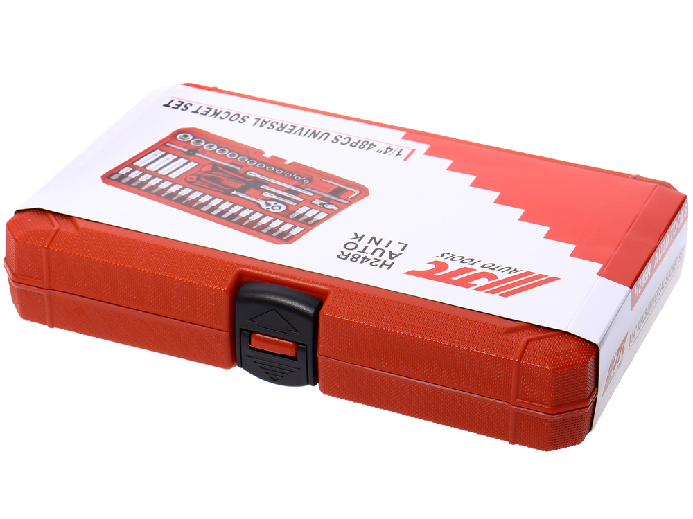 Набор головок торцевых 1/4" 6-ти гранных 4-14мм и насадок 48 предметов в кейсе JTC