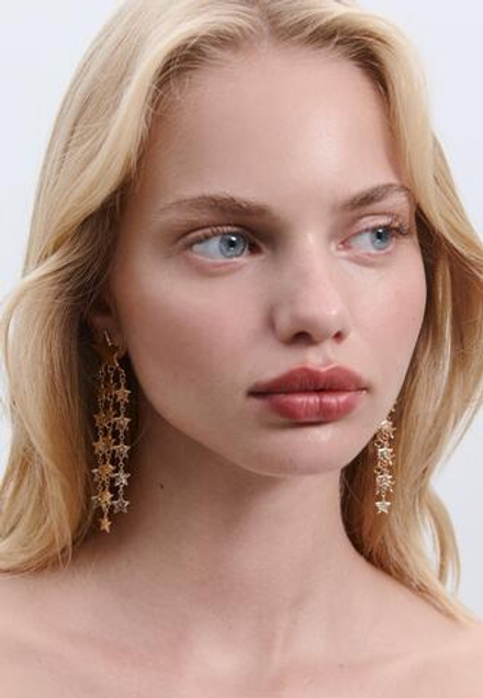 STRADIVARIUS Каскадные серьги-подвески в форме звезд, золотой