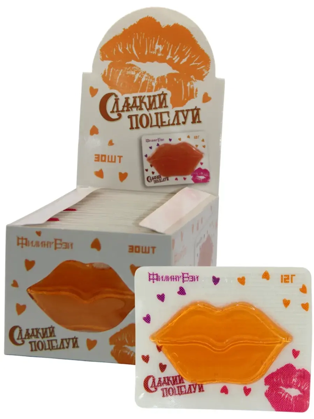 Мармелад "Сладкий поцелуй" со вкусом Апельсина 12 г * 30 шт