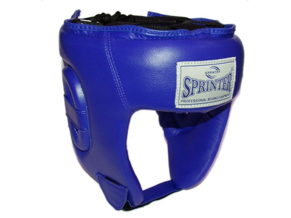 Шлем боксёрский SPRINTER открытый кожзам размер XL  (Синий)