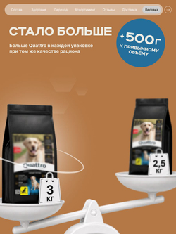 Корм сухой для взрослых собак породы Мопс, с лососем, 800 гр, QUATTRO