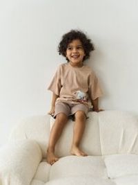 Футболка оверсайз "Беж" с принтом 0+