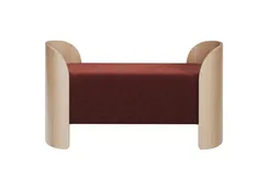 Банкетка Lagom 2 120 см (бордовый FiberGuard, натуральный дуб)