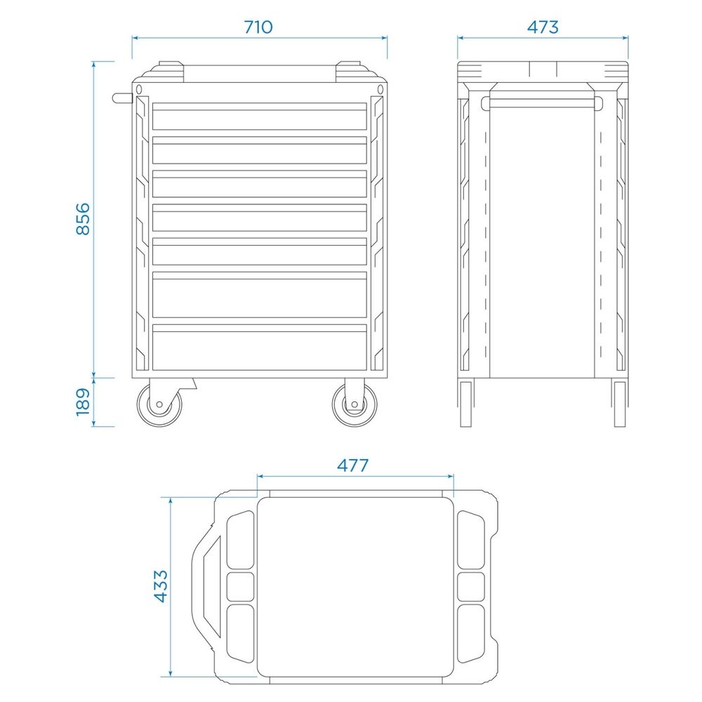 KING TONY (87SQ31-7B-BK) Тележка инструментальная, 7 выдвижных ящиков, "SQUAD"