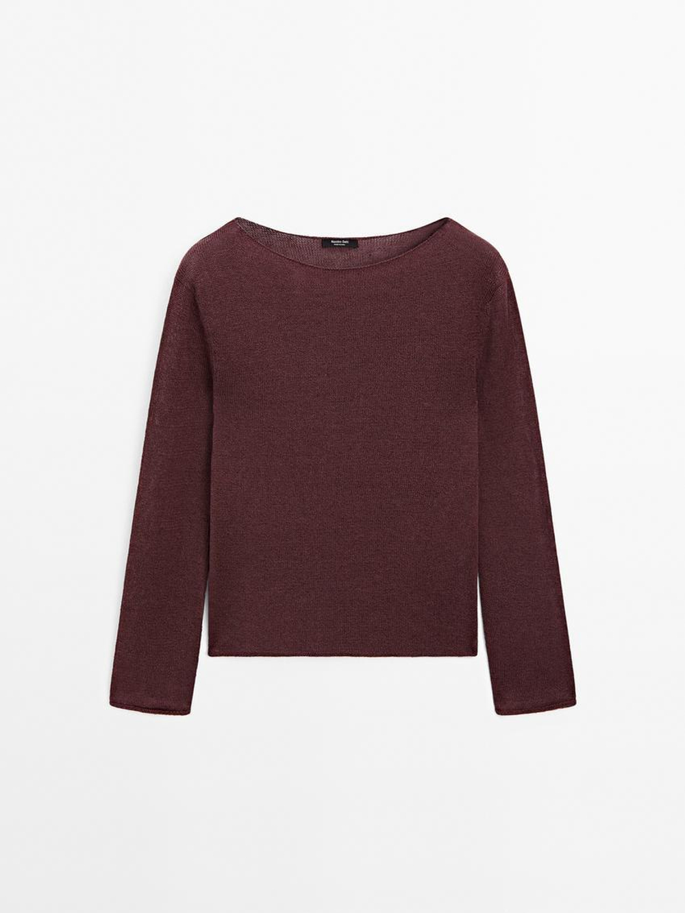 Massimo Dutti Свитер с круглым вырезом, бордо