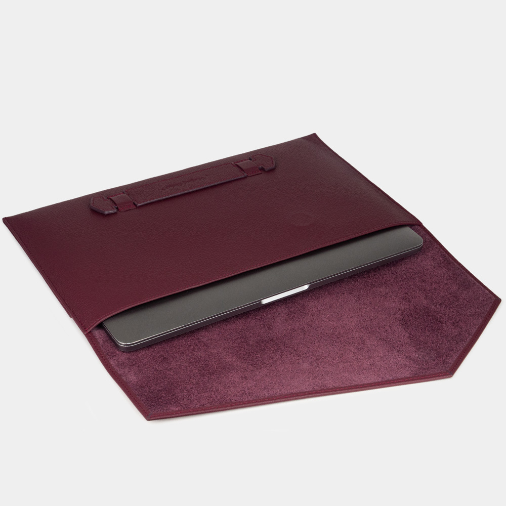 Чехол для MacBook Pro 13-14' из кожи теленка, бордового цвета