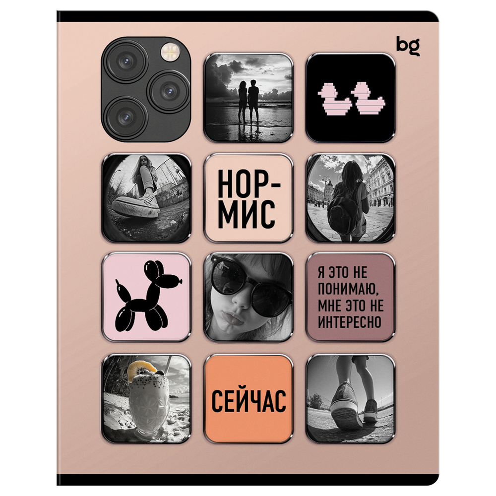 Тетрадь 48л., А5, клетка BG "Стикеры", конгрев, выб.лак Т5ск48_к_вл 08522