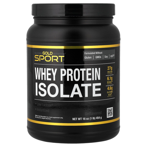 California Gold Nutrition, Sport, изолят сывороточного протеина, без добавок, 454 г (1 фунт)