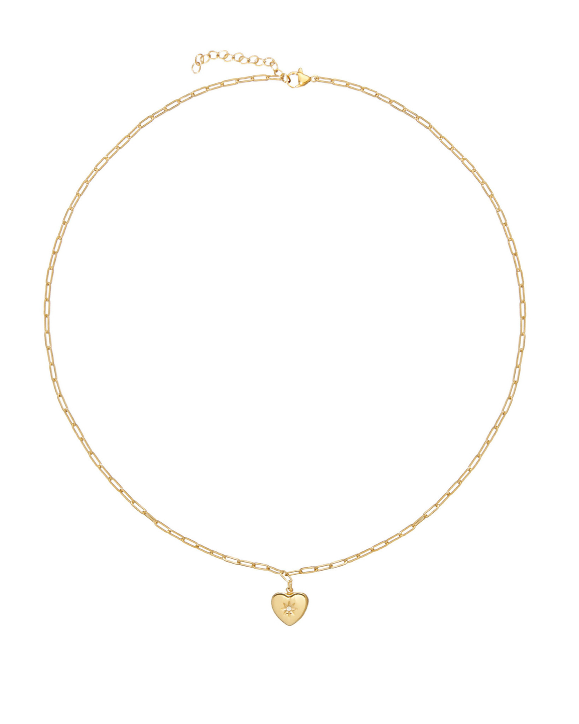 Колье цепь маленькое золотое сердце с камнем