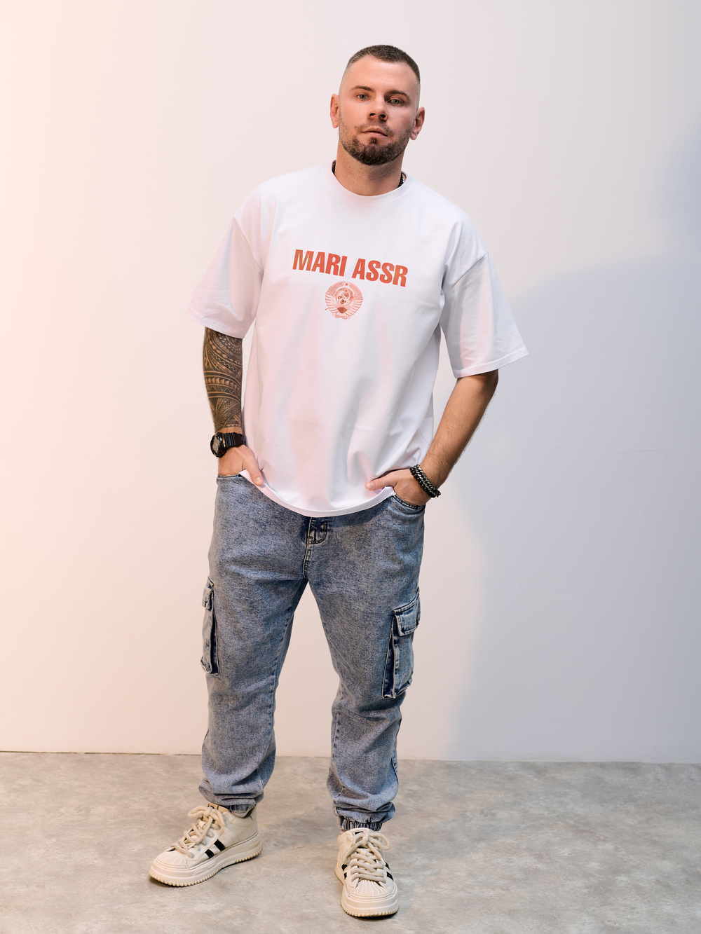 Футболка оверсайз унисекс " MARI ASSR" белый