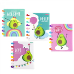 Блокнот А5, Yalong, цветные кольца, пластиковая обложка, клетка, 80 л., "Счастливые авокадо", ассорти