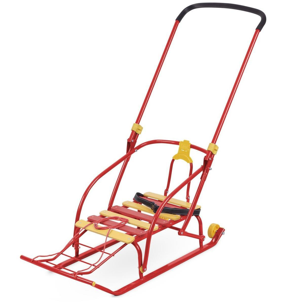 Санки "Nikki 2 " складная спинка, ручка, цвет алый