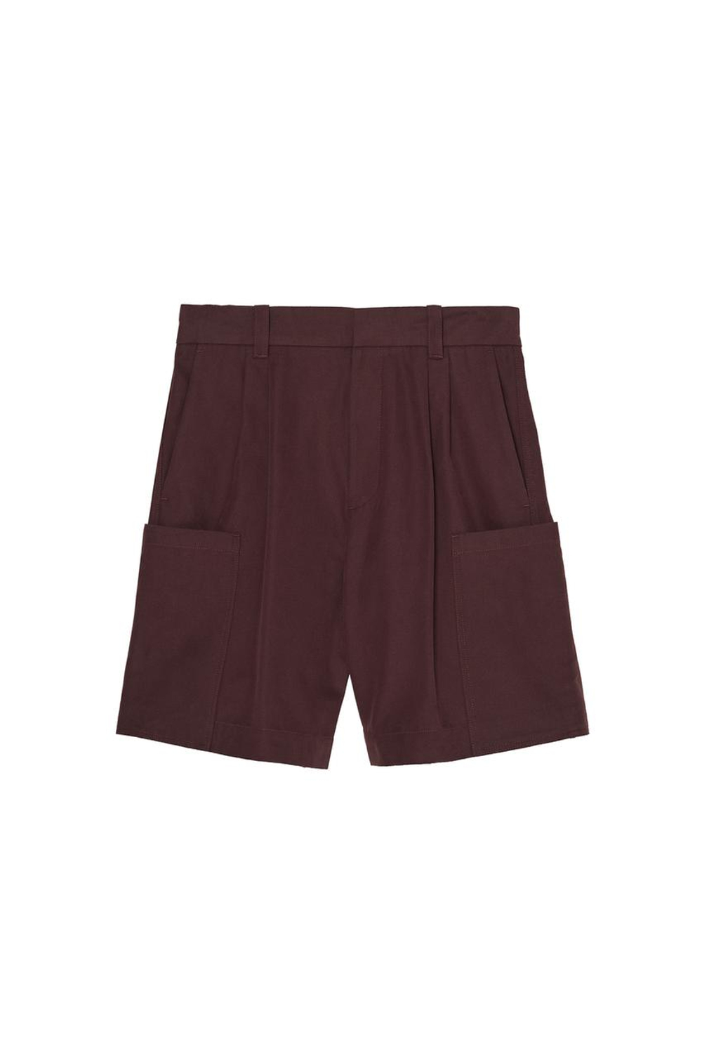 ZARA X BENITO ANTONIO ШОРТЫ-БЕРМУДЫ-КАРГО СВОБОДНОГО КРОЯ С ЗАЩИПАМИ, КОРИЧНЕВЫЙ