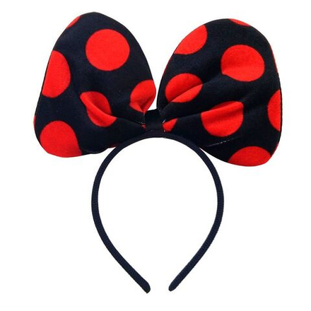 Ободок "Бантик" красный горох, велюр, 717001, Веселуха