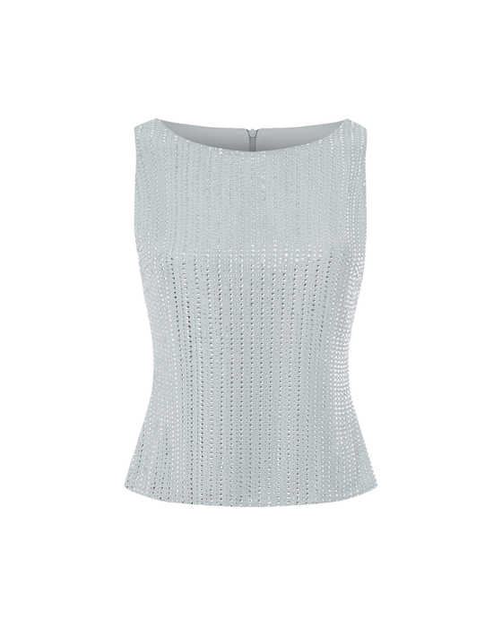 Топ укороченный из шифона с кристаллами