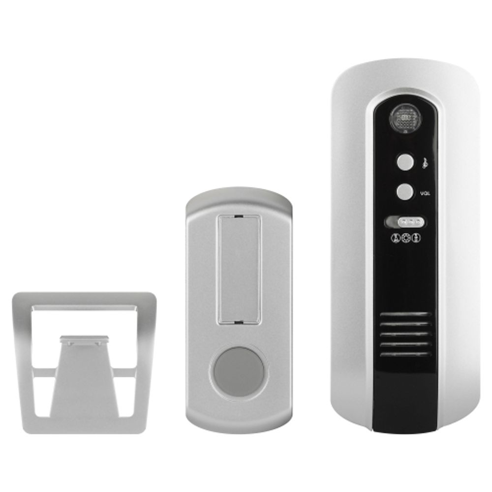 Звонок дверной ЭРА C108 беспроводной серебристо-чёрный 6 мелодий | Электрозвонки беспроводные