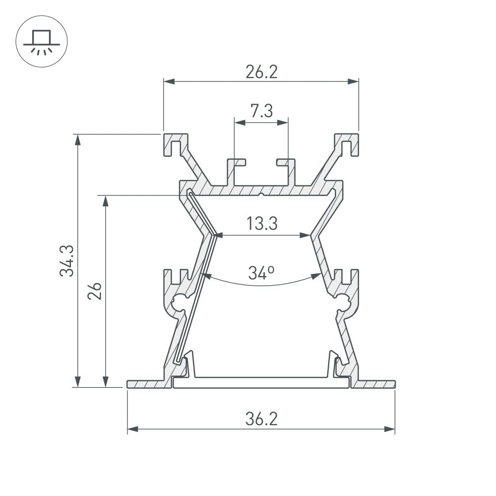 Профиль с экраном ALU-WIDE-FL-H35-2000 ANOD+FROST (Arlight, Алюминий) 027887