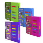 Тетрадь 120л., А5, клетка, Alingar "Colledge ruled", гребень, пластиковая обложка с информ окнами, цветные пластиковые разделители, ассорти 4 цвета