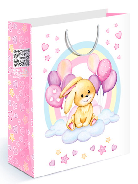 Пакет подарочный, Зайка с шариками, 32*26*13 см, 1 шт.