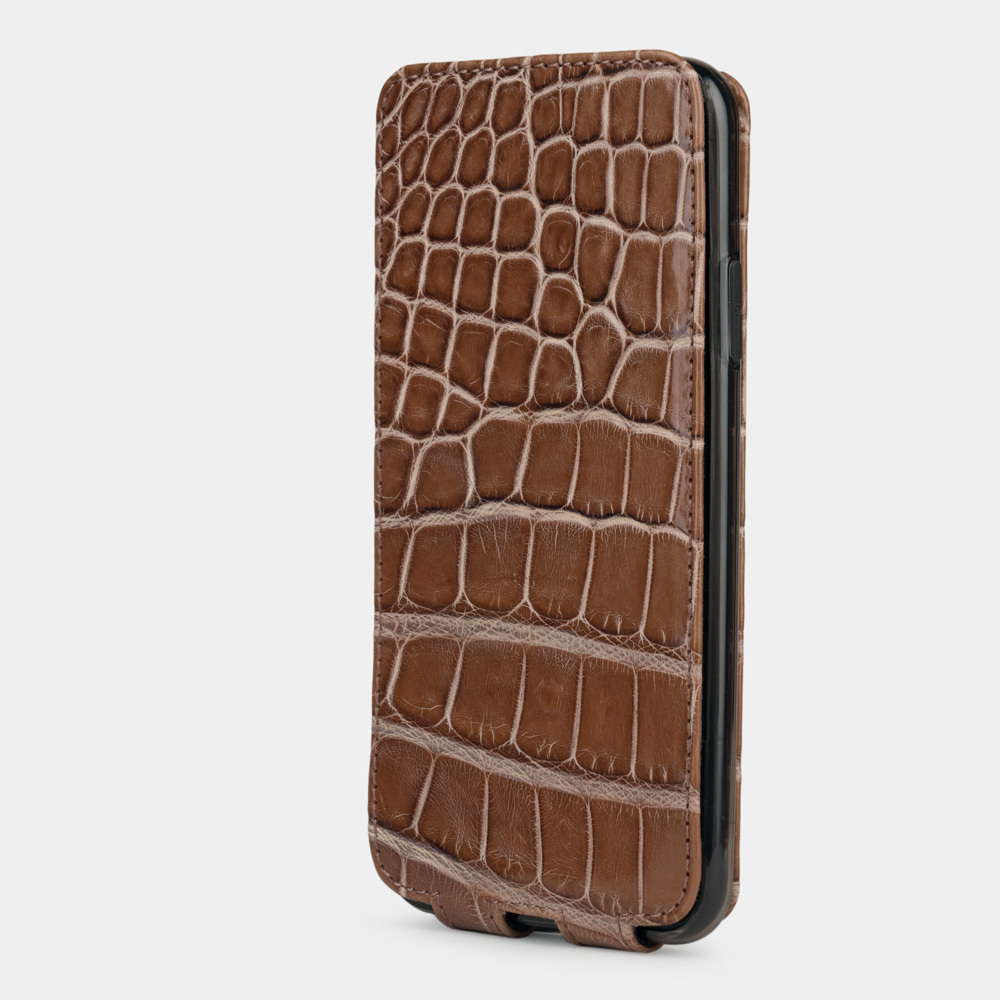 Special order: Чехол для iPhone 11 Pro Max из натуральной кожи крокодила, цвета коричневый лак