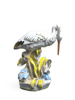 Фарфоровая статуэтка "Цапля и лягушка" (Аист) Дулево