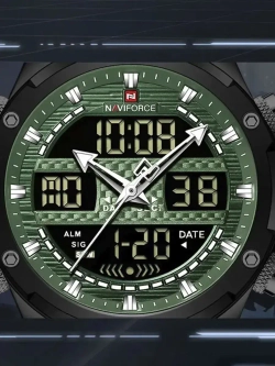 Подарочный набор - часы наручные кварцевые NAVIFORCE на кожаном ремешке, черный W8910-05