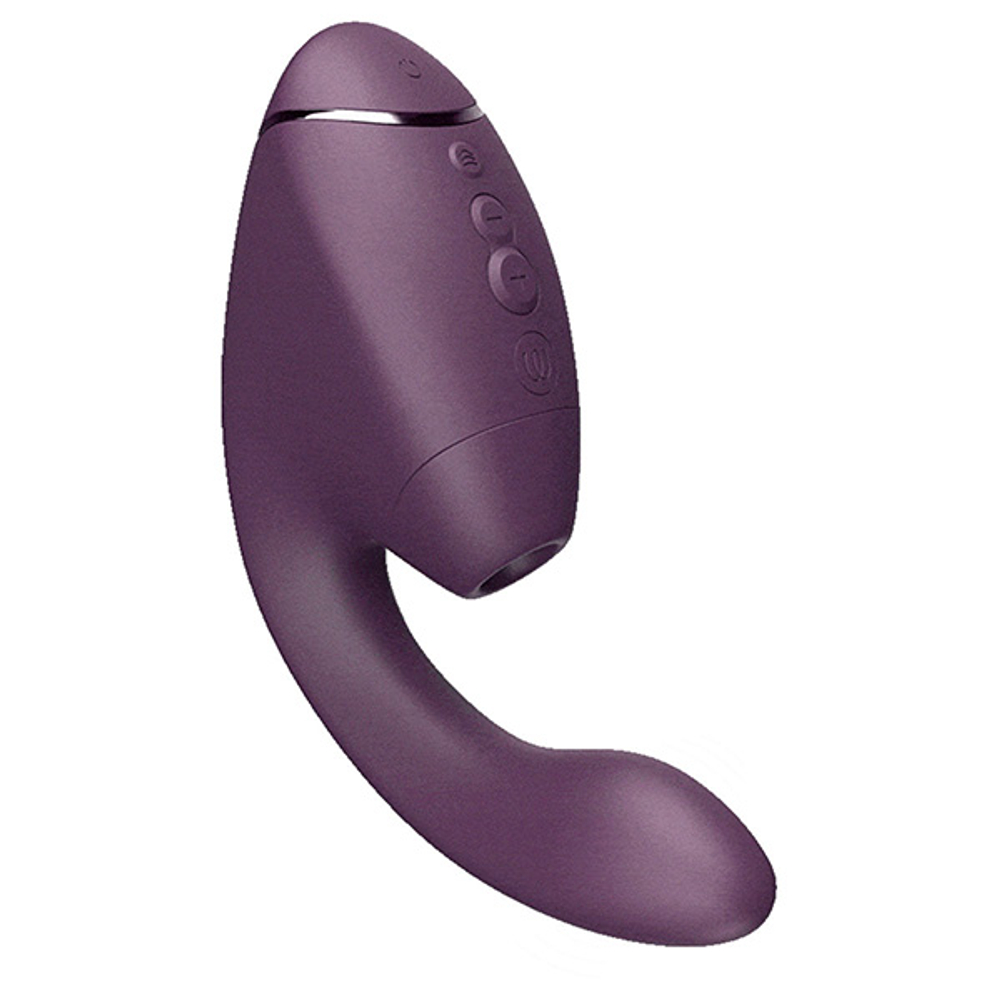 Фиолетовый вибратор 19,5см с вакуумным стимулятором Womanizer Next Duo Dark Purple WZ142SGD