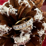 Кликер "Square" - Желтое золото - White CZ