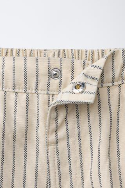 ZARA БРЮКИ RELAXED CANVAS MICKEY MOUSE © DISNEY, ЭКРЮ/ТЕМНО-СИНИЙ