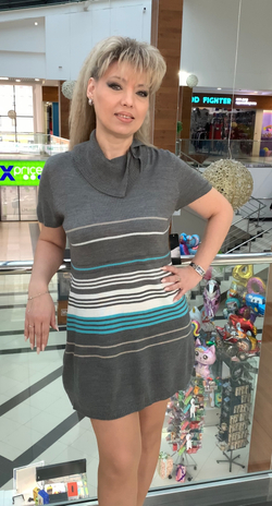 Удлиненный джемпер-туника с коротким рукавом