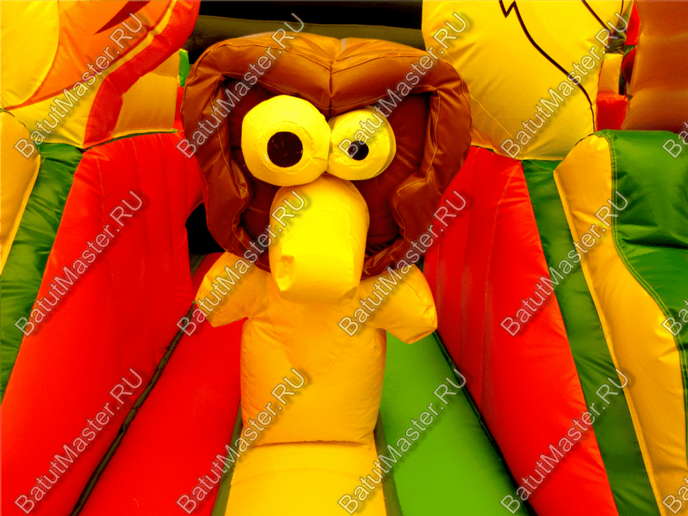 Коммерческий надувной батут "Зверята с крышей" 10*6*6 м