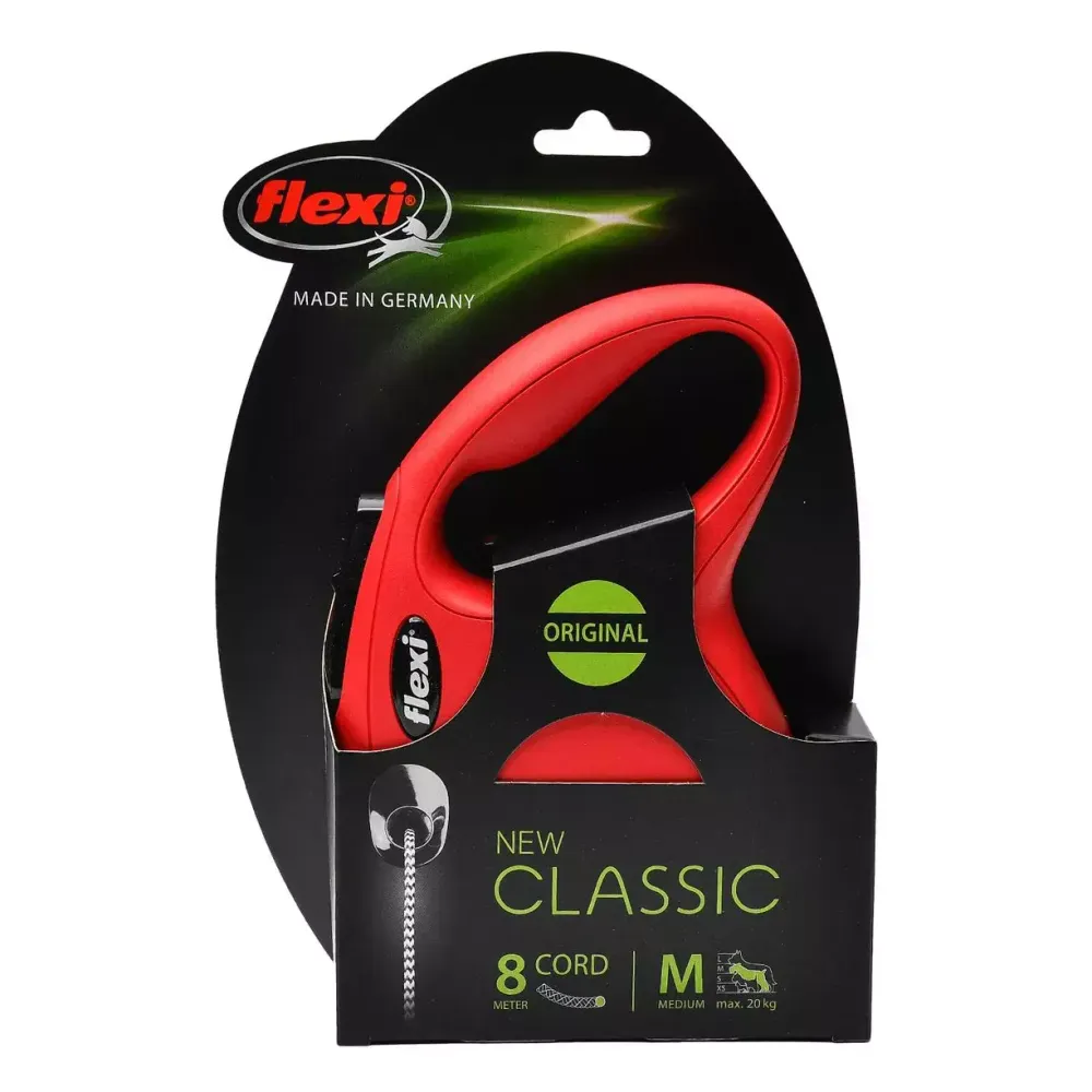 Поводок-рулетка Flexi New Classic M (до 20 кг) 8 м трос красная Поводок-рулетка Flexi New Classic M (до 20 кг) 8 м трос красная
